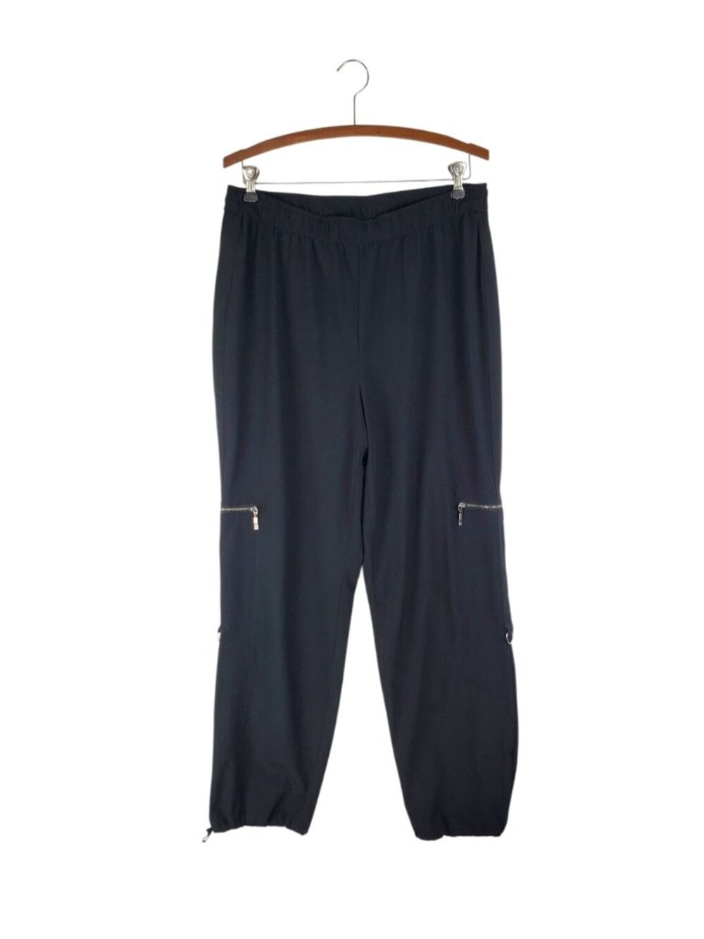 Chicos Zenergy Pull On Side Zip Cargo Jogger Pants Black Neema Womens 2/Large
